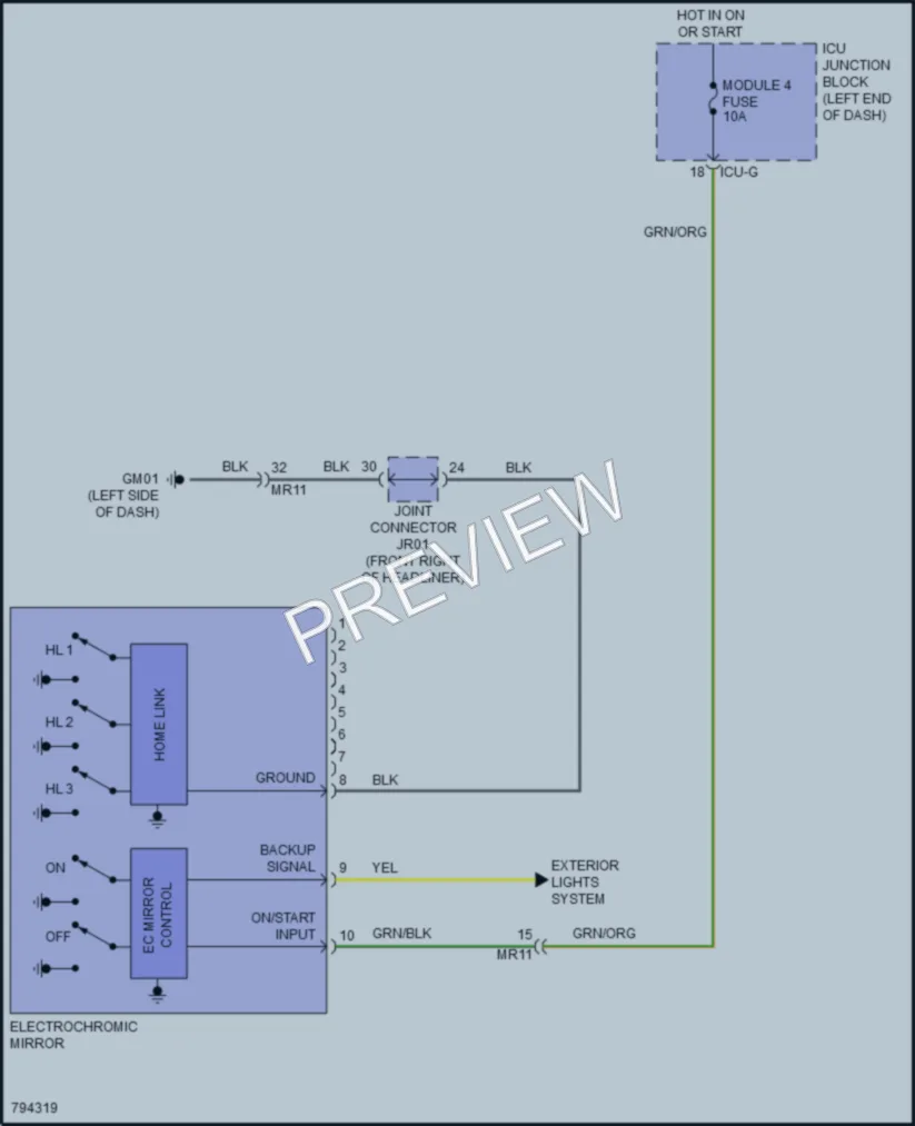 2022 Kia Carnival Power Mirrors wiring diagram preview