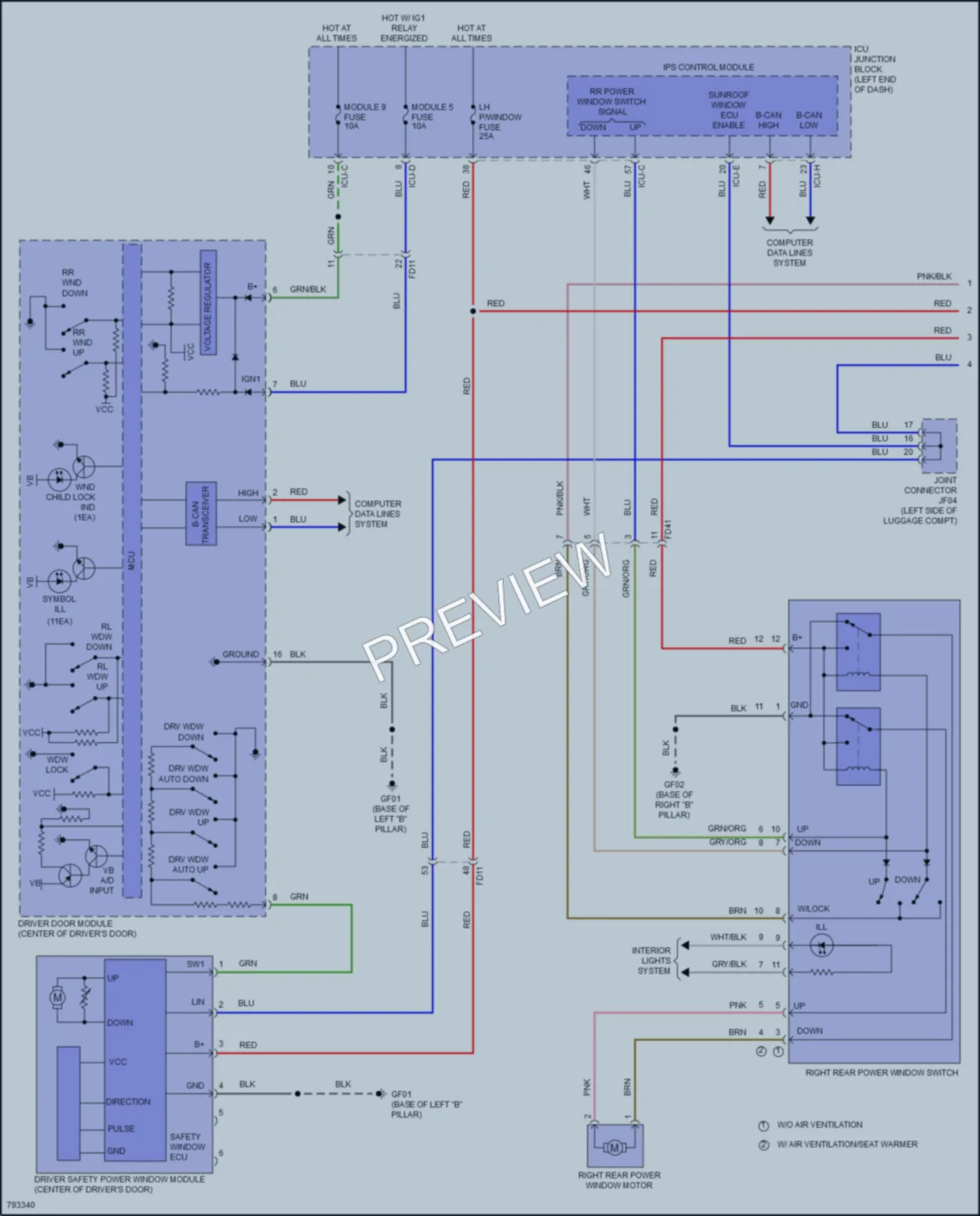 2022 Kia Carnival Power Windows wiring diagram preview
