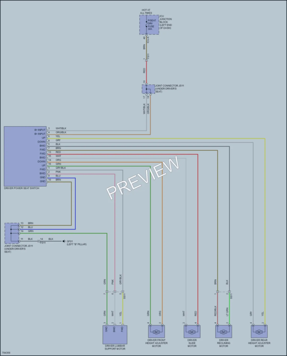 2022 Kia EV6 Power Seats wiring diagram preview