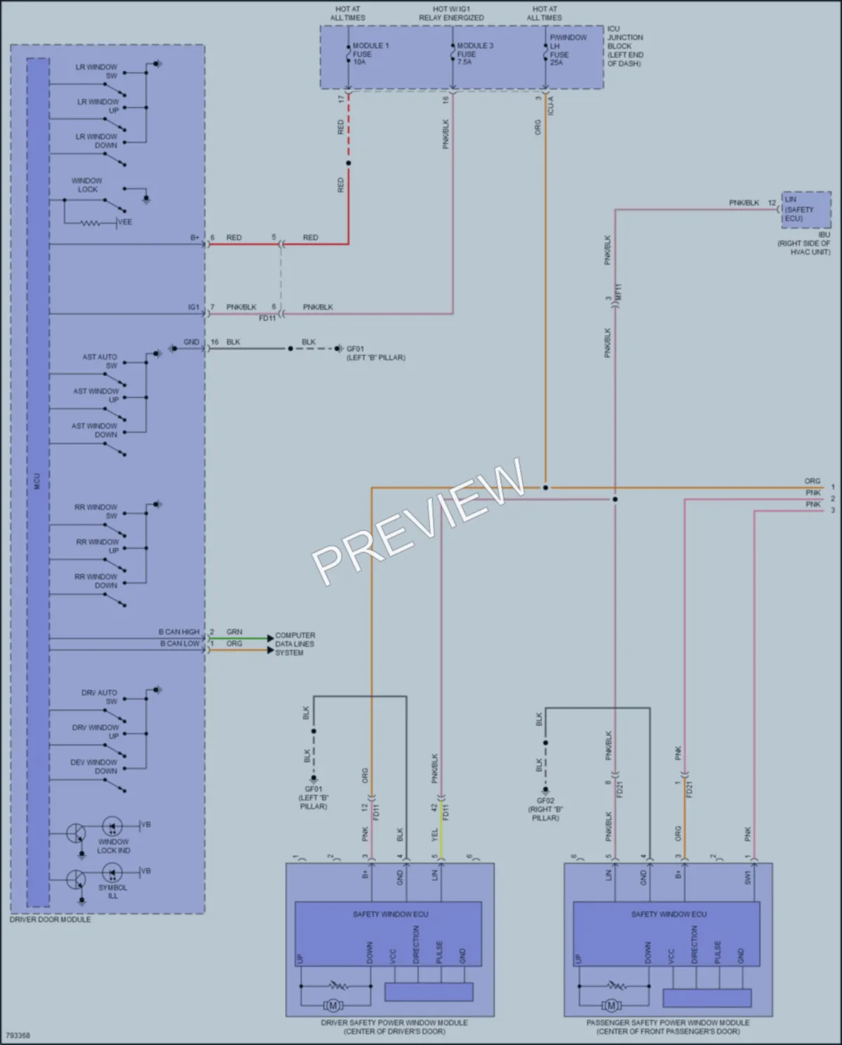 2022 Kia EV6 Power Windows wiring diagram preview