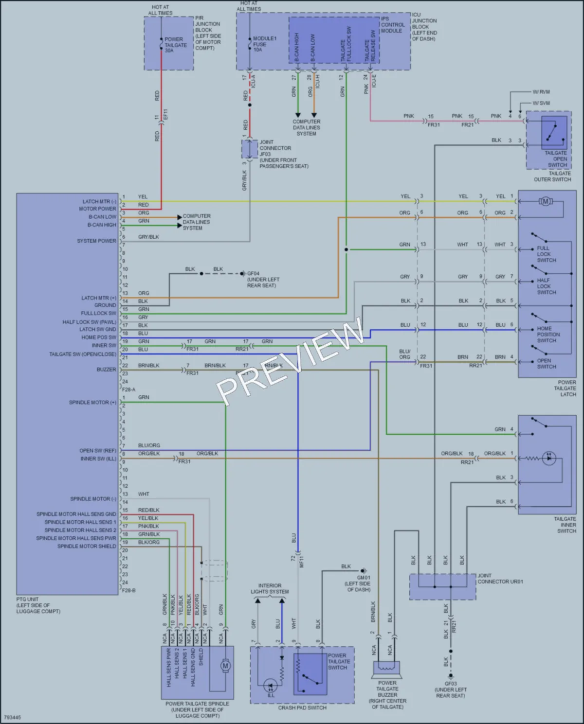 2022 Kia EV6 Trunk Tailgate Fuel Door wiring diagram preview
