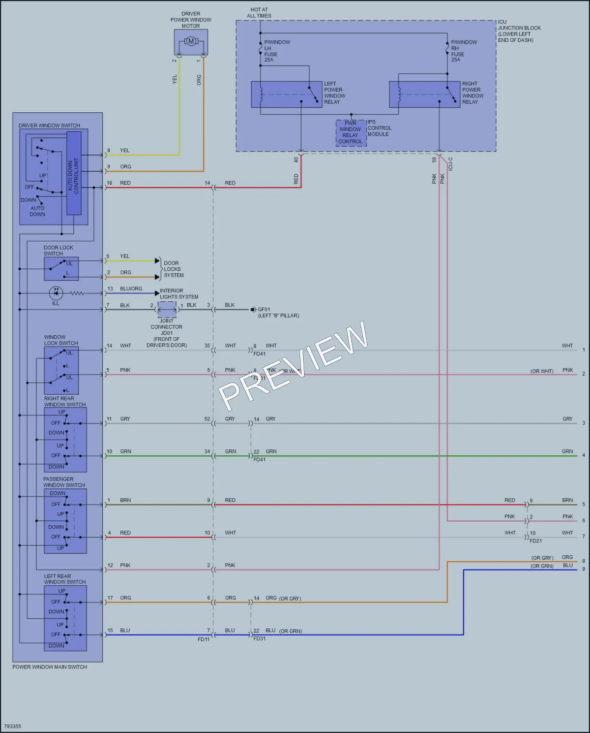 2022 Kia Forte Power Windows wiring diagram preview
