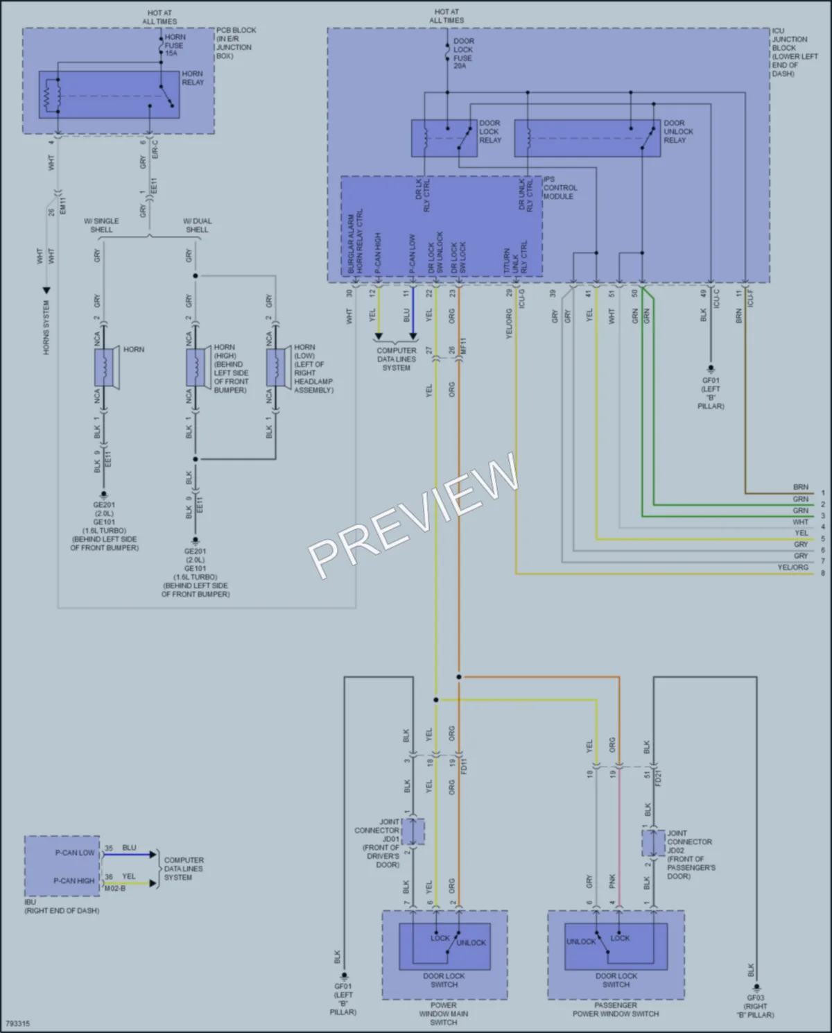 2022 Kia Forte5 Power Door Locks wiring diagram preview