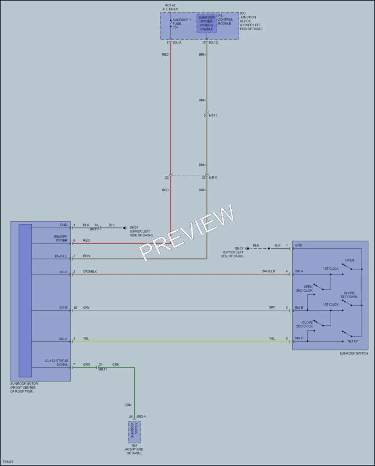2022 Kia Forte5 Power Top Sunroof wiring diagram preview