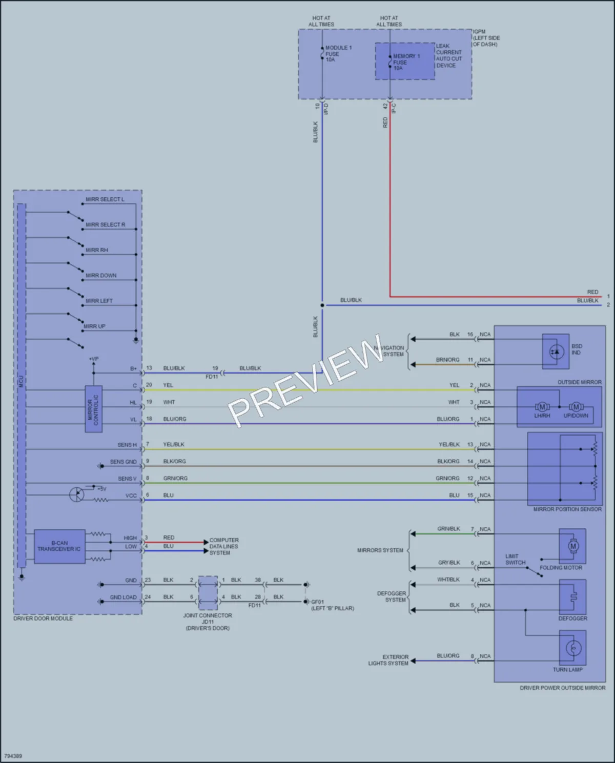 2022 Kia Niro Memory Systems wiring diagram preview