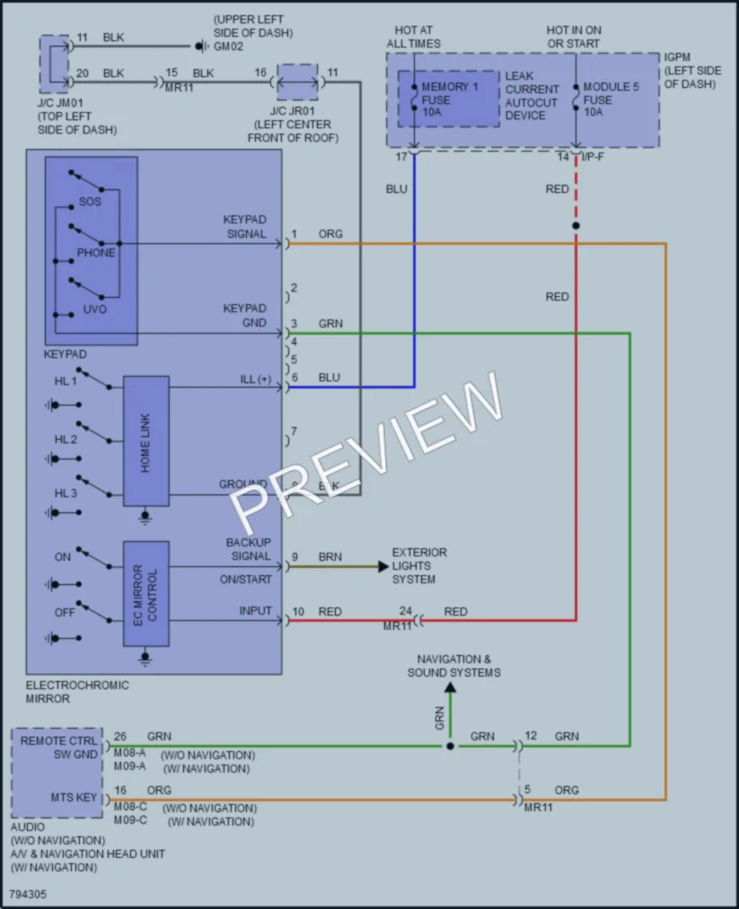 2022 Kia Niro Power Mirrors wiring diagram preview
