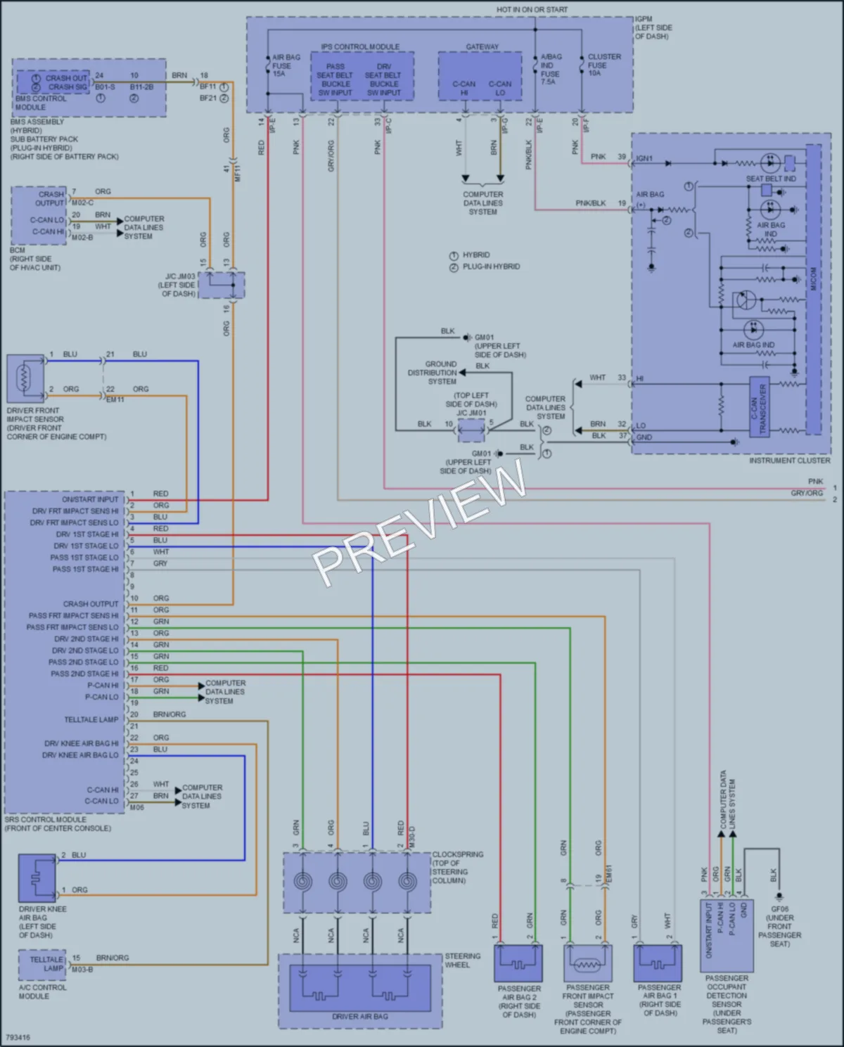 2022 Kia Niro Supplemental Restraints wiring diagram preview