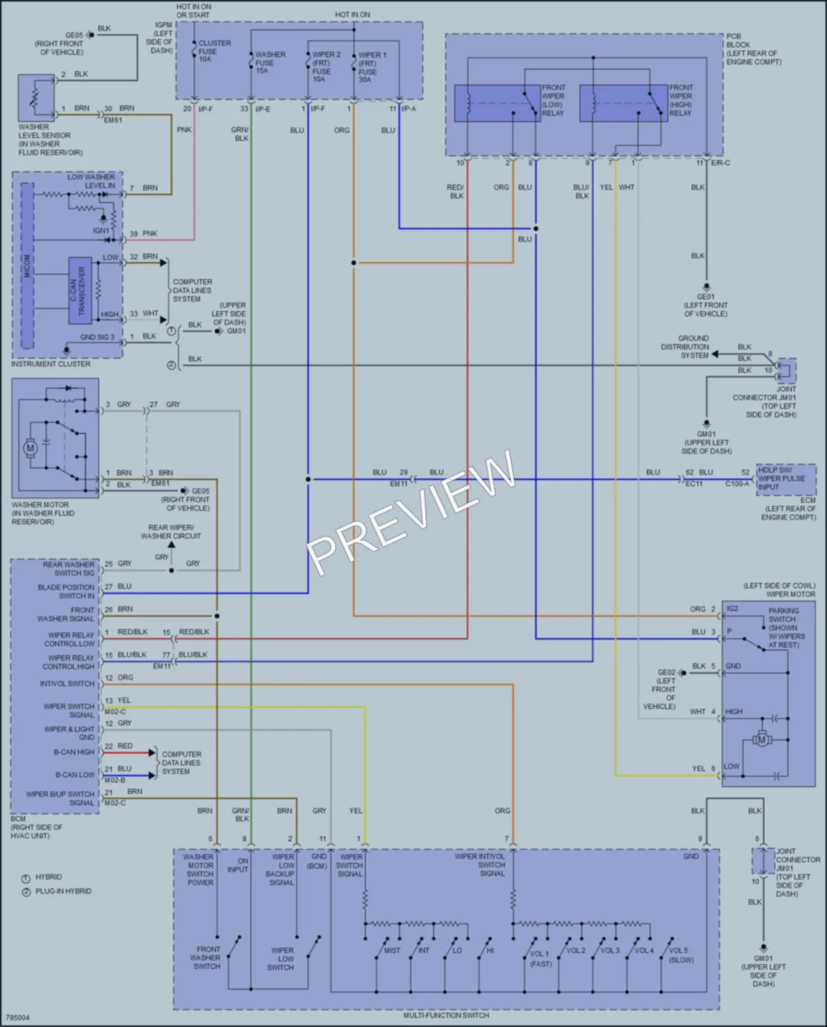 2022 Kia Niro Wiper Washer wiring diagram preview