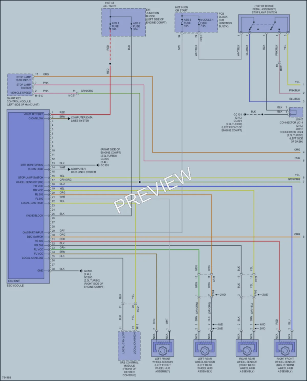 2022 Kia Sportage Anti Lock Brakes wiring diagram preview