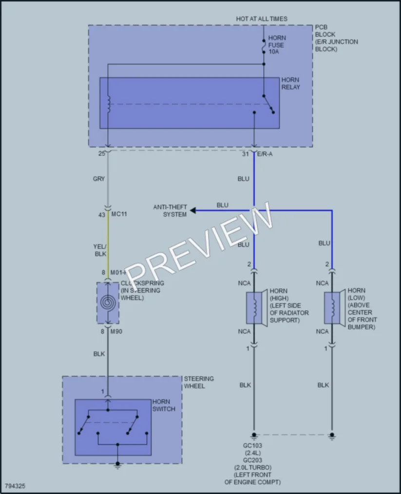 2022 Kia Sportage Horn wiring diagram preview