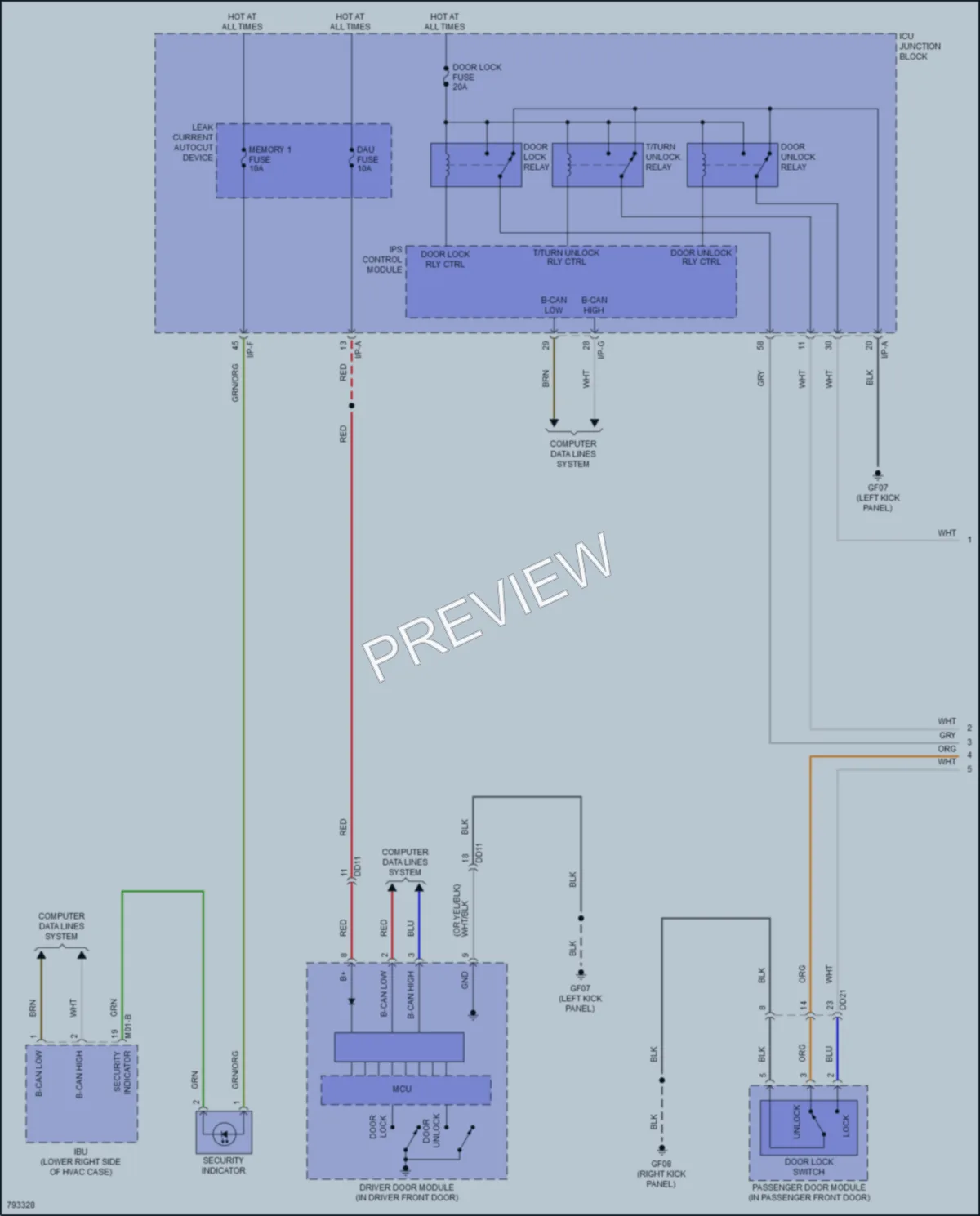 2022 Kia Stinger Power Door Locks wiring diagram preview