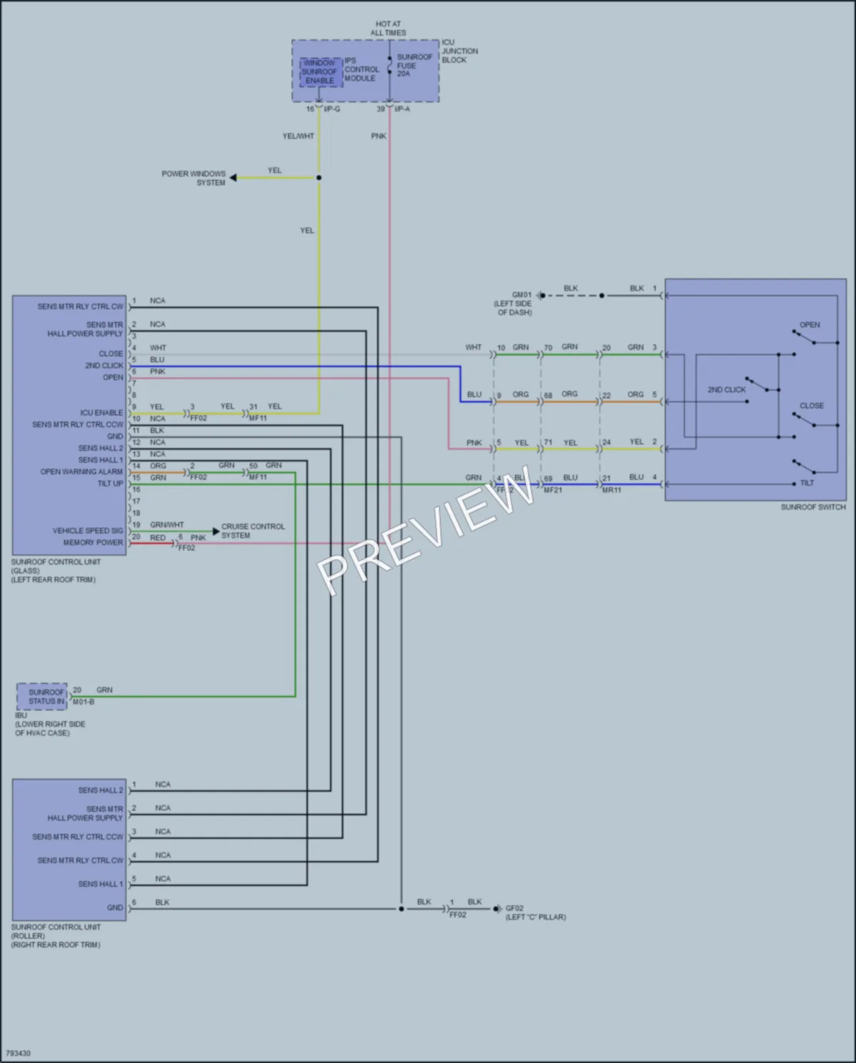 2022 Kia Stinger Power Top Sunroof wiring diagram preview