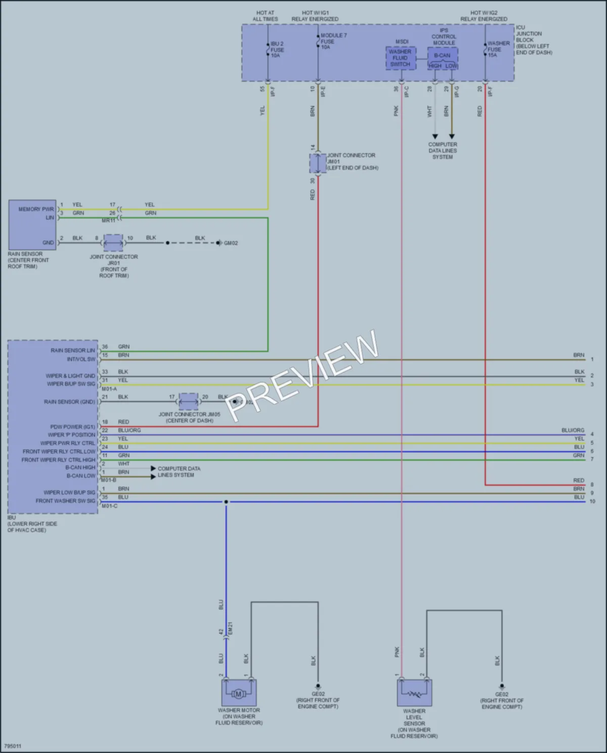2022 Kia Stinger Wiper Washer wiring diagram preview