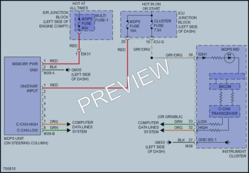 2022 Kia Telluride Electronic Power Steering wiring diagram preview