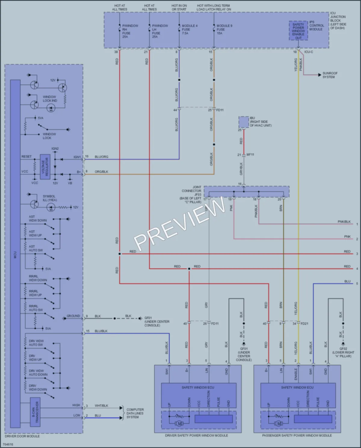2022 Kia Telluride Power Windows wiring diagram preview