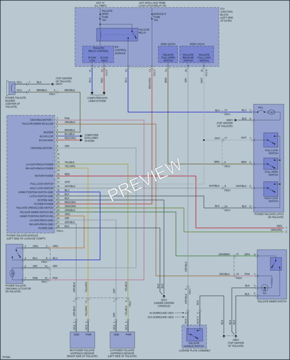 2022 Kia Telluride Trunk Tailgate Fuel Door wiring diagram preview