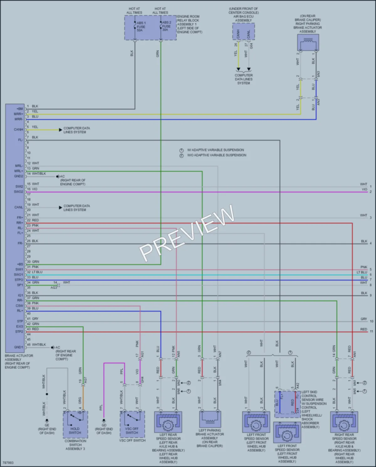 2022 Lexus ES250 Anti Lock Brakes wiring diagram preview