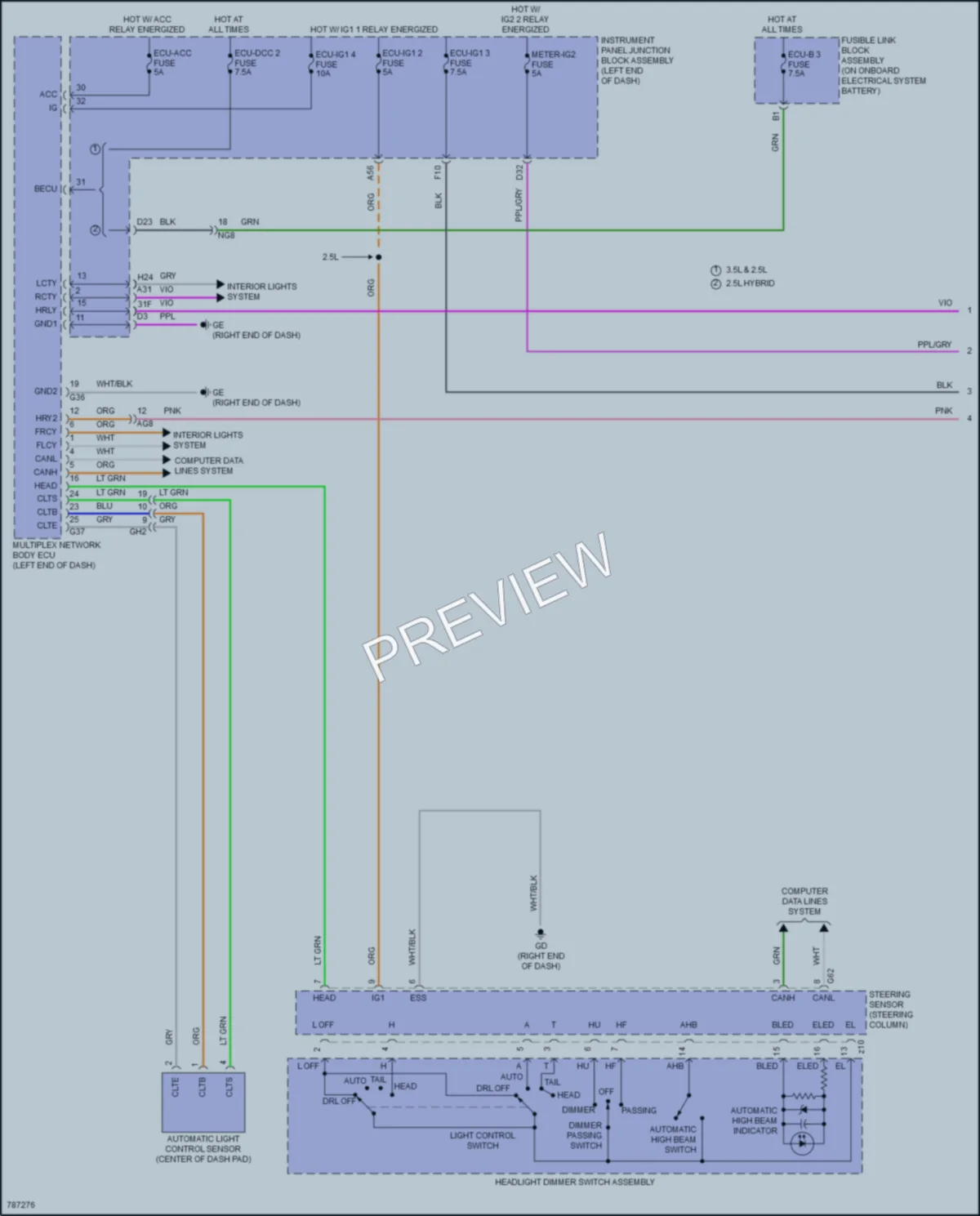 2022 Lexus ES250 Headlights wiring diagram preview