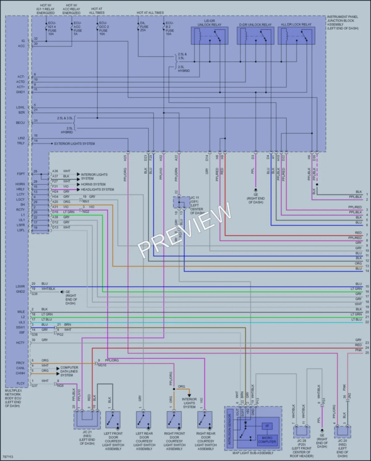 2022 Lexus ES250 Power Door Locks wiring diagram preview
