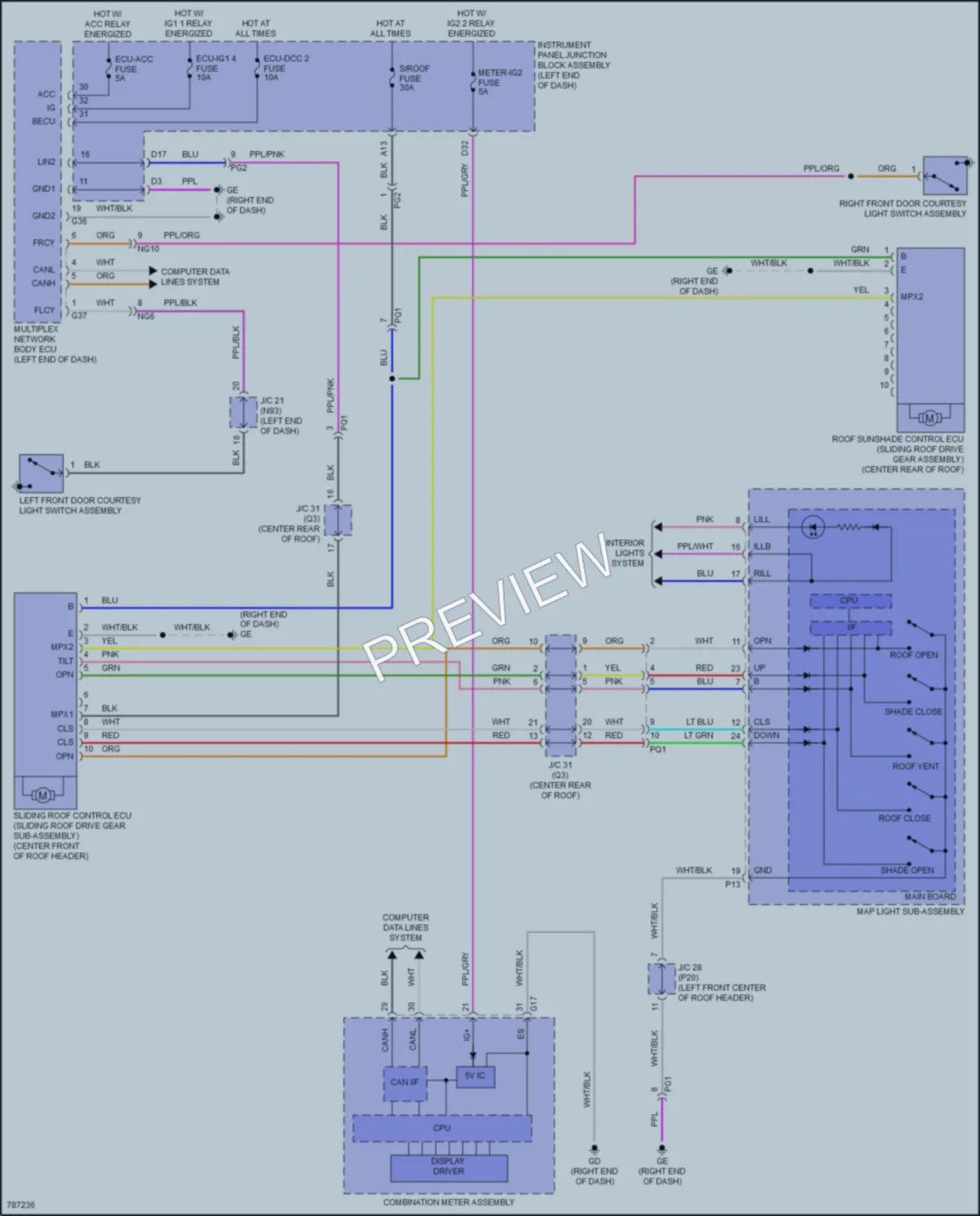 2022 Lexus ES250 Power Top Sunroof wiring diagram preview