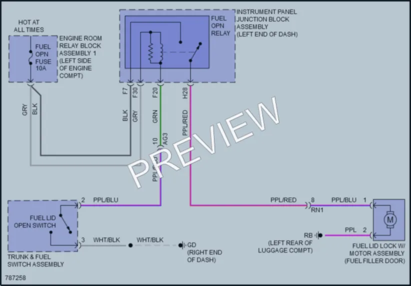 2022 Lexus ES250 Trunk Tailgate Fuel Door wiring diagram preview