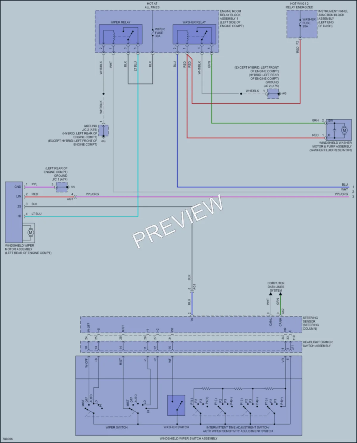 2022 Lexus ES250 Wiper Washer wiring diagram preview