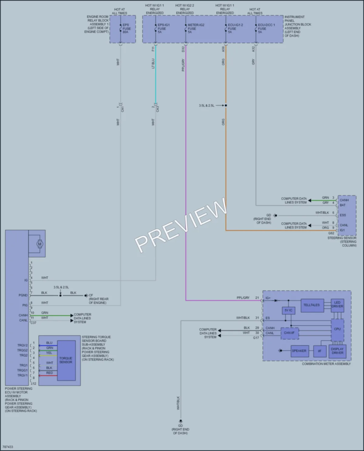 2022 Lexus ES300h Electronic Power Steering wiring diagram preview