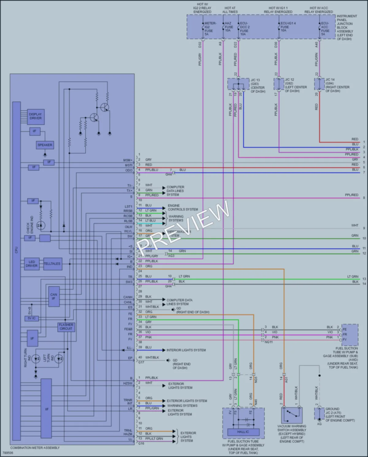 2022 Lexus ES300h Instrument Cluster wiring diagram preview