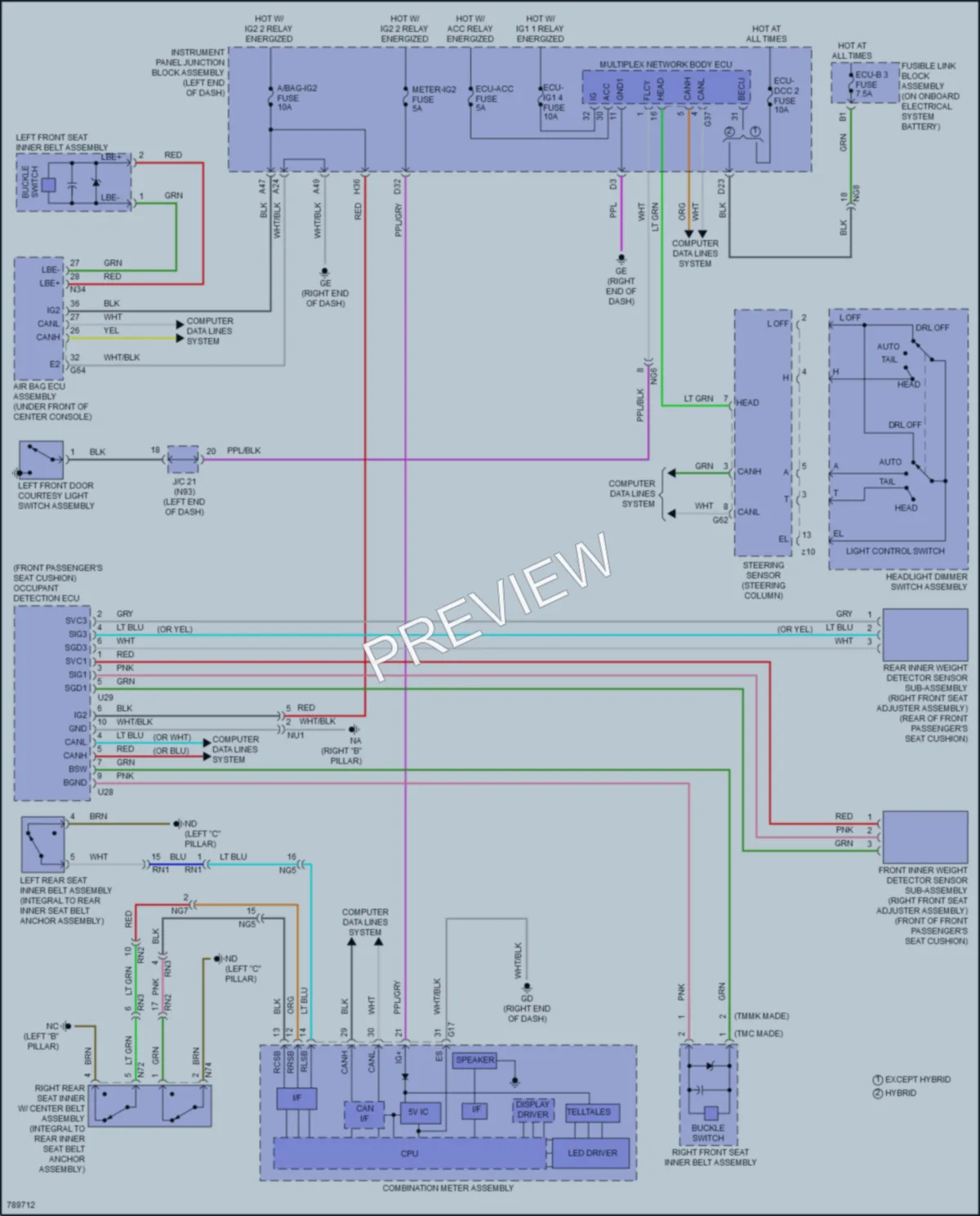 2022 Lexus ES300h Warning Systems wiring diagram preview