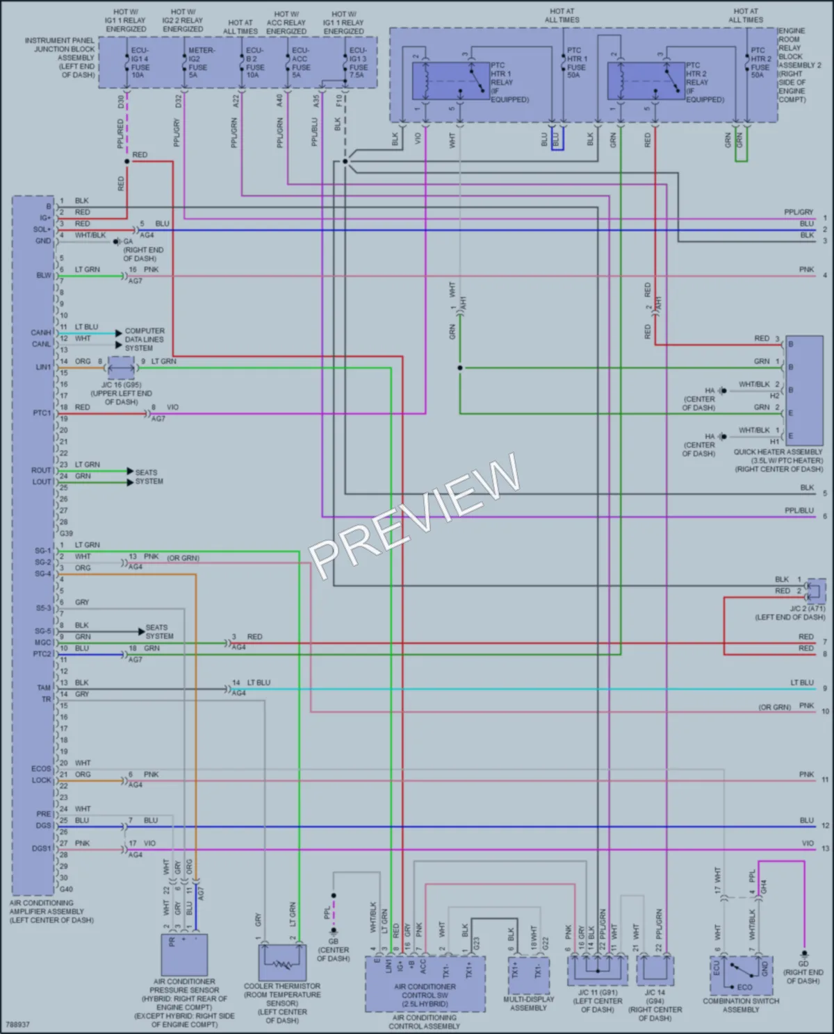 2022 Lexus ES350 Air Conditioning wiring diagram preview