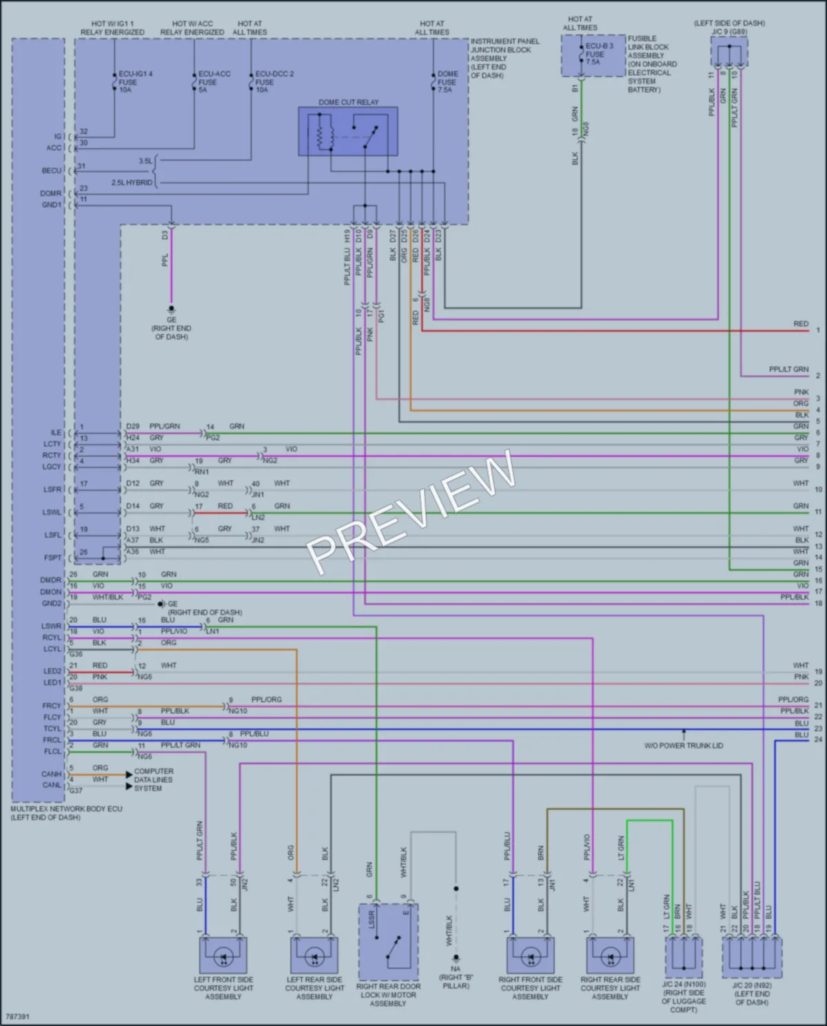 2022 Lexus ES350 Interior Lights wiring diagram preview