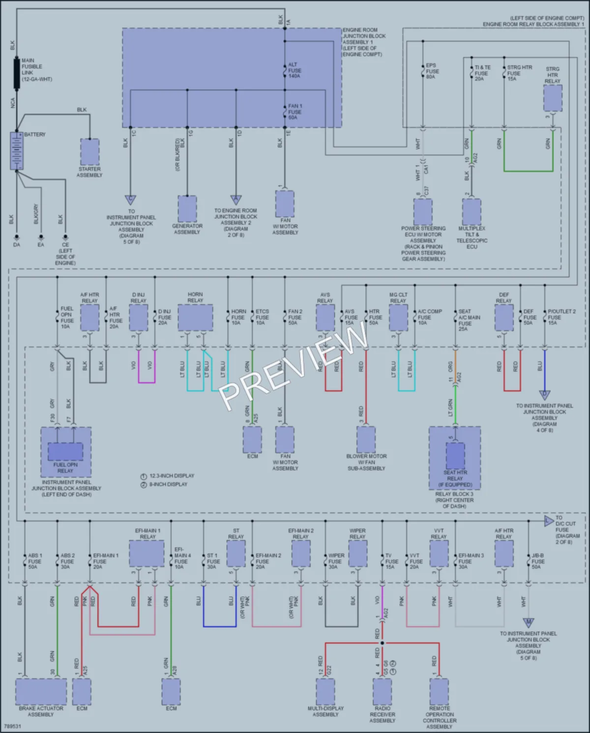 2022 Lexus ES350 Power Distribution wiring diagram preview