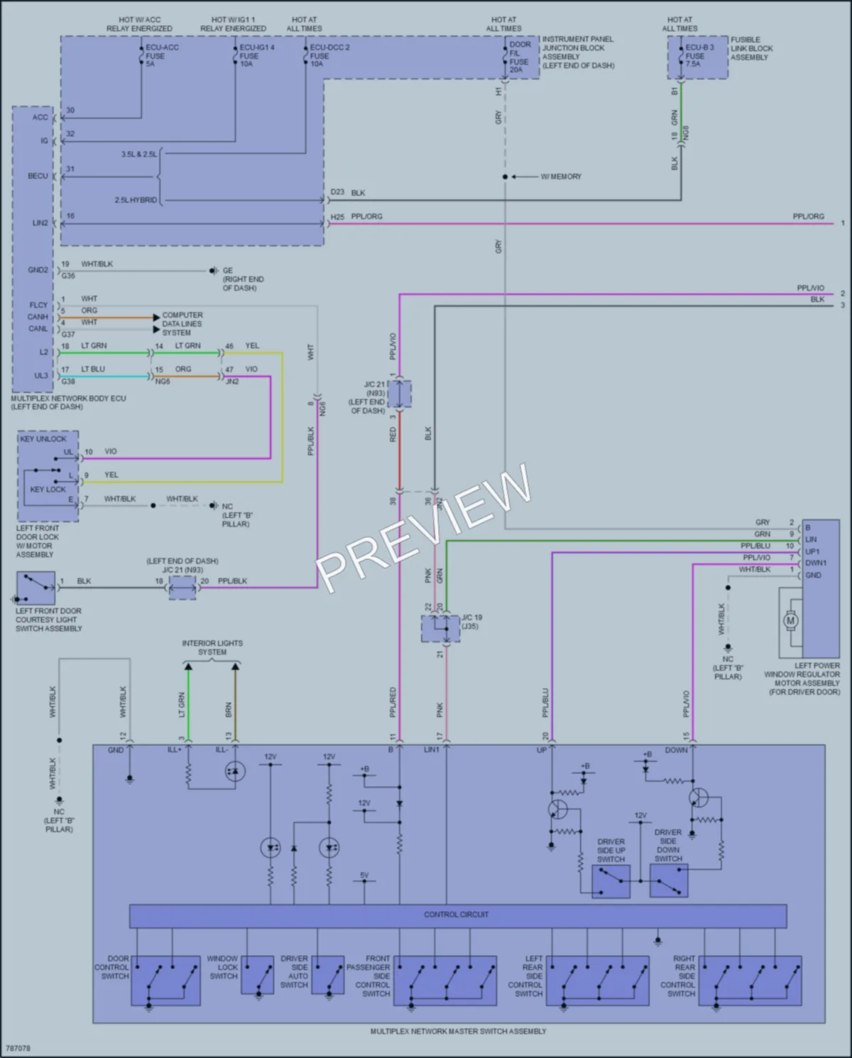 2022 Lexus ES350 Power Windows wiring diagram preview