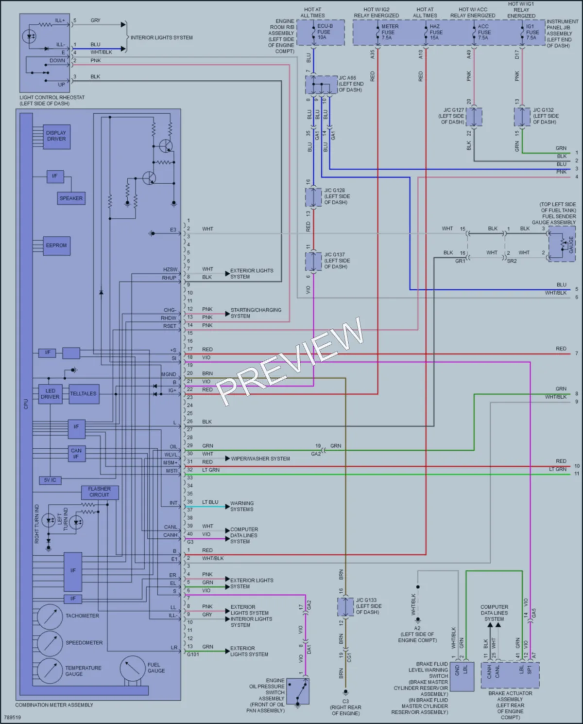 2022 Lexus GX460 Instrument Cluster wiring diagram preview