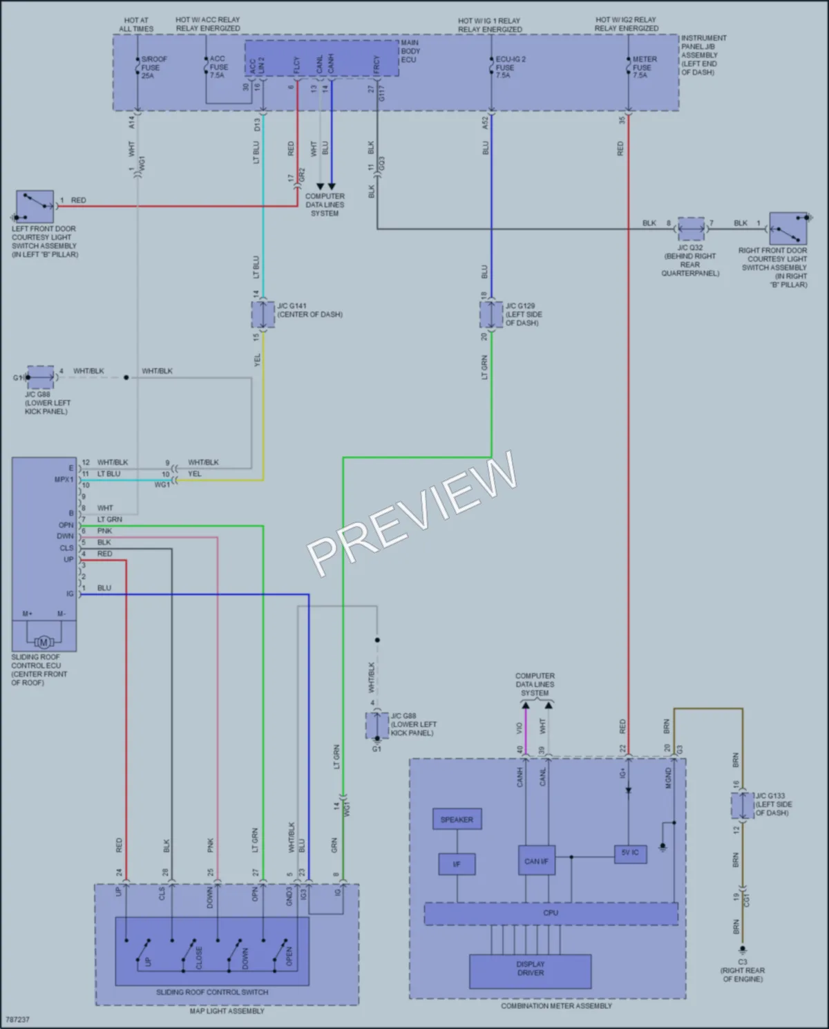 2022 Lexus GX460 Power Top Sunroof wiring diagram preview