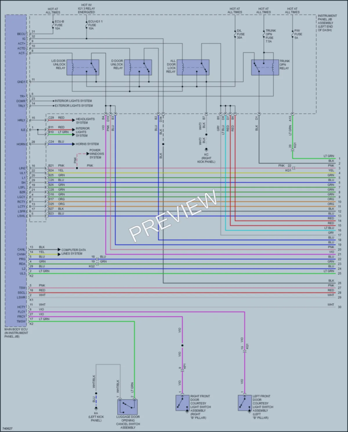 2022 Lexus IS300 Power Door Locks wiring diagram preview