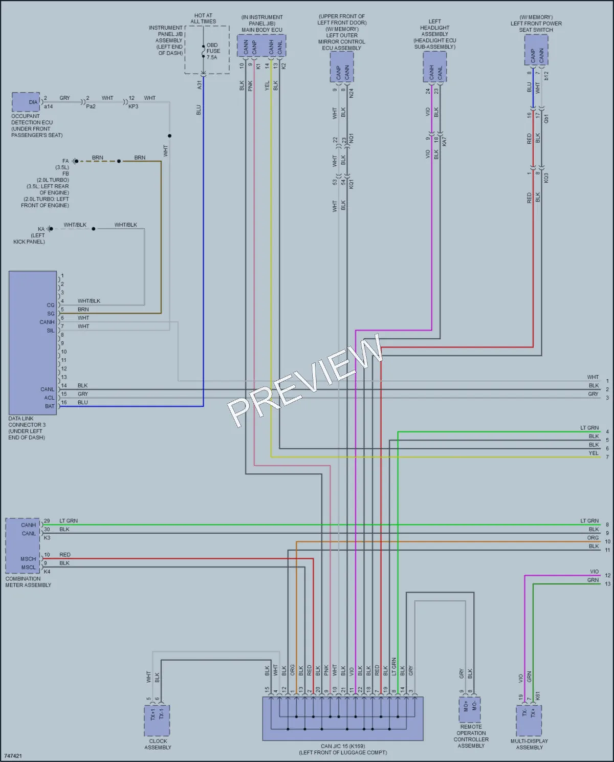 2022 Lexus IS350 Computer Data Lines wiring diagram preview