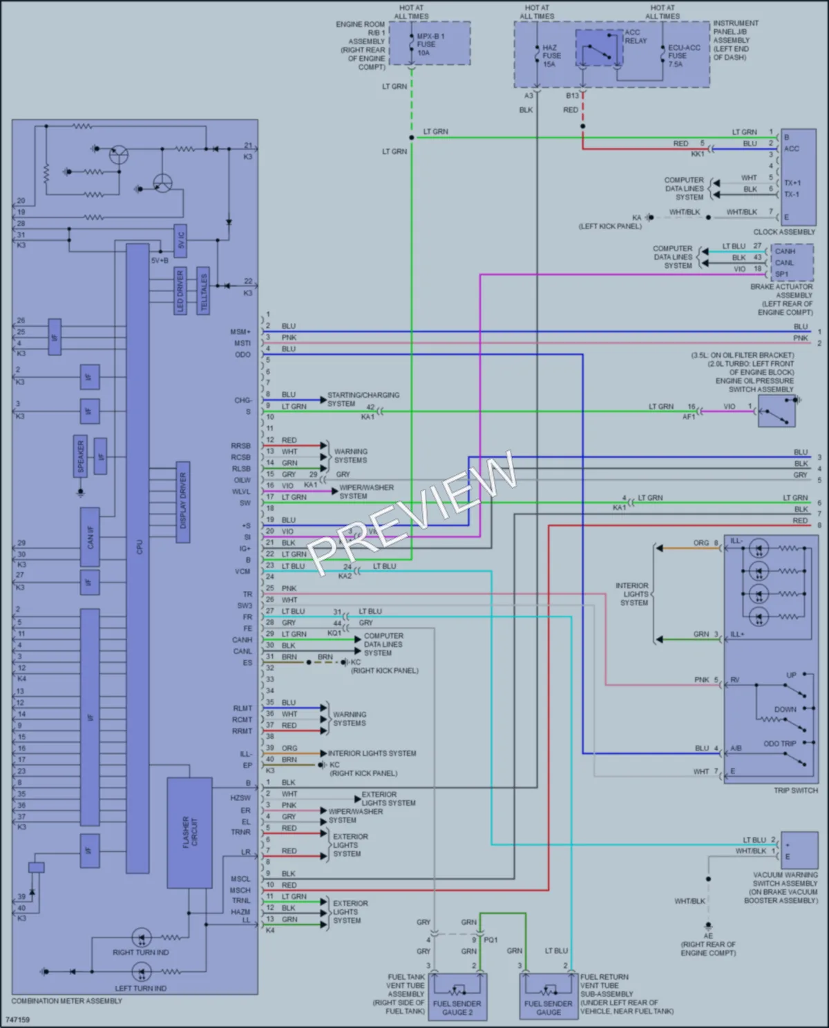 2022 Lexus IS350 Instrument Cluster wiring diagram preview