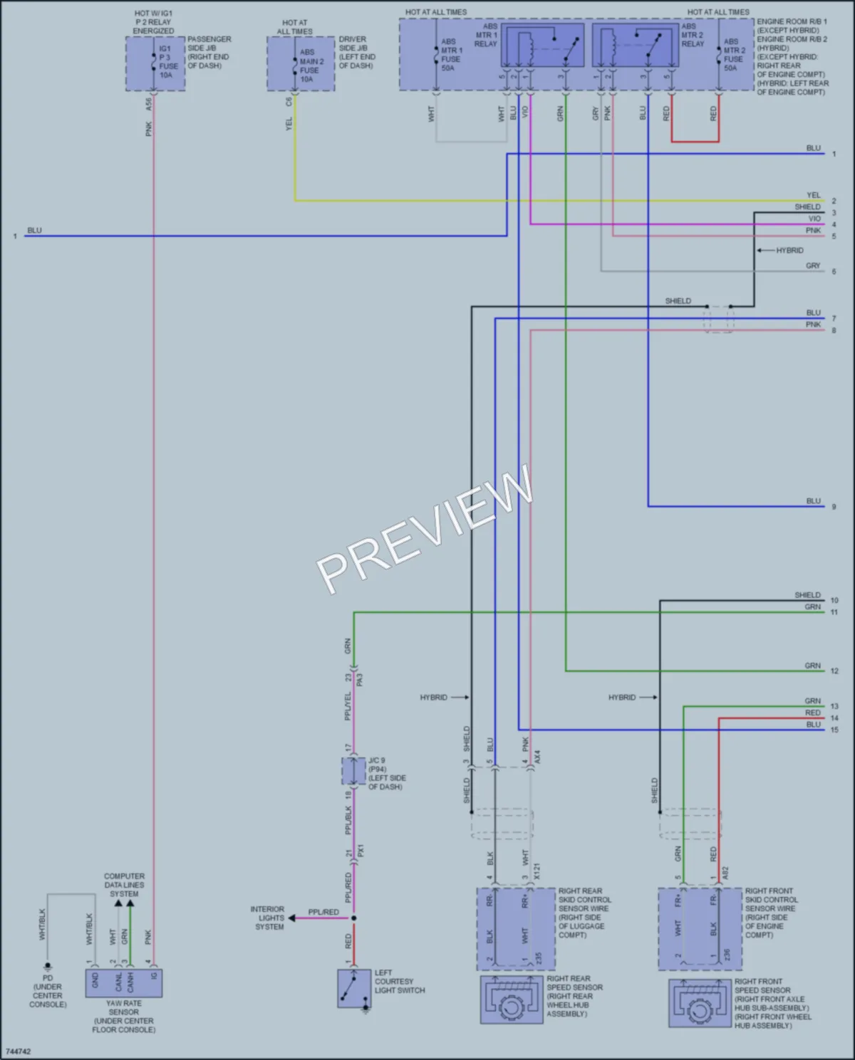 2022 Lexus LC500h Anti Lock Brakes wiring diagram preview