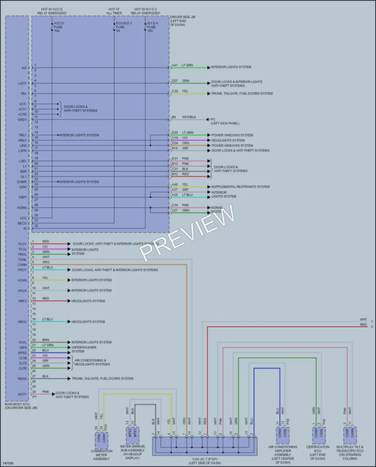 2022 Lexus LC500h Body Control Modules wiring diagram preview