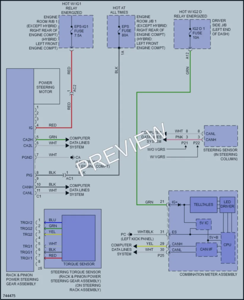 2022 Lexus LC500h Electronic Power Steering wiring diagram preview
