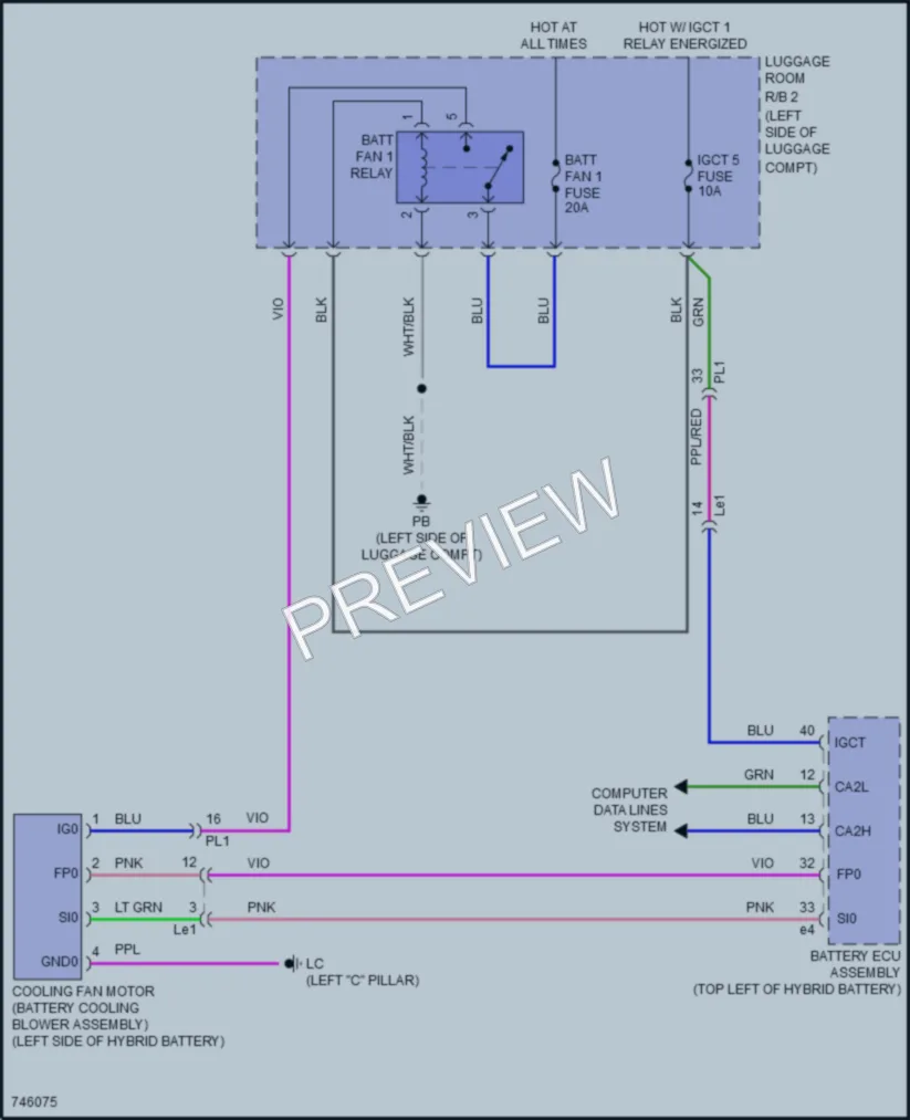 2022 Lexus LS500h Cooling Fan wiring diagram preview
