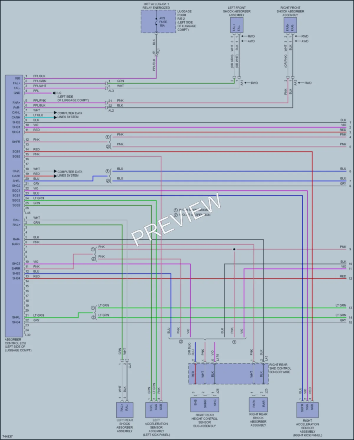 2022 Lexus LS500h Electronic Suspension wiring diagram preview