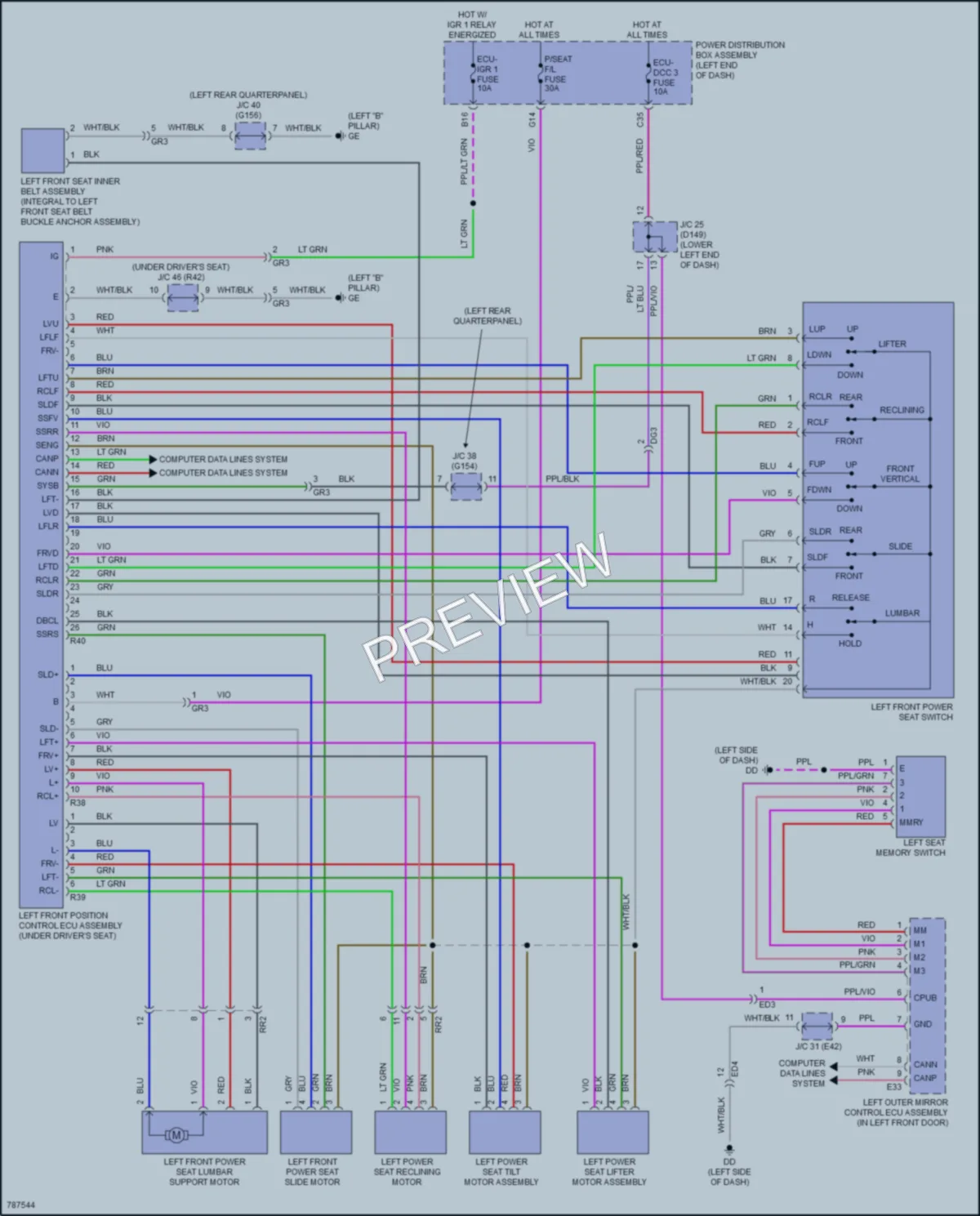2022 Lexus NX350 Memory Systems wiring diagram preview