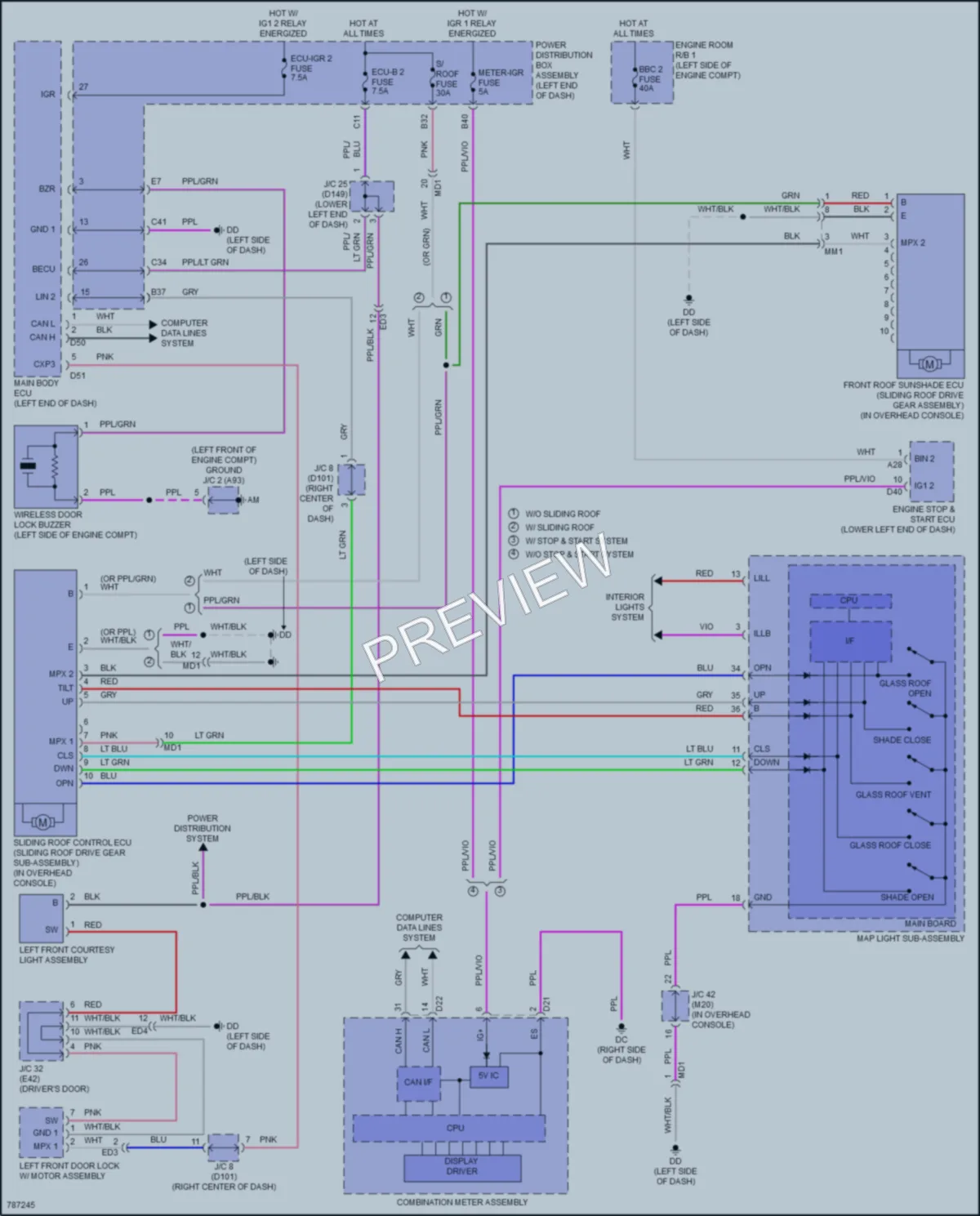 2022 Lexus NX350 Power Top Sunroof wiring diagram preview