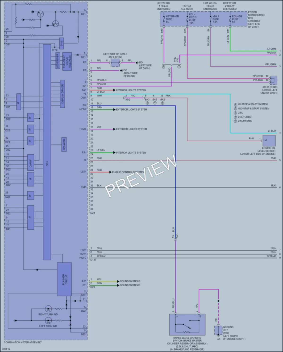 2022 Lexus NX350h Instrument Cluster wiring diagram preview