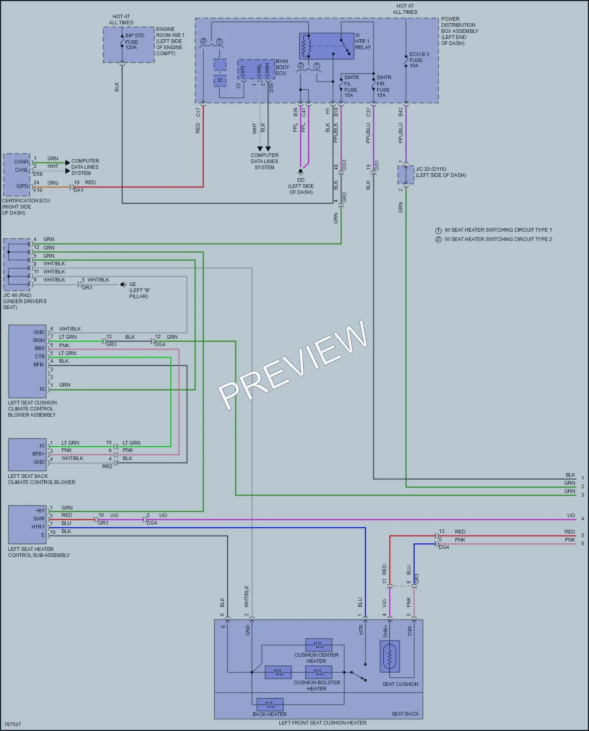 2022 Lexus NX350h Power Seats wiring diagram preview