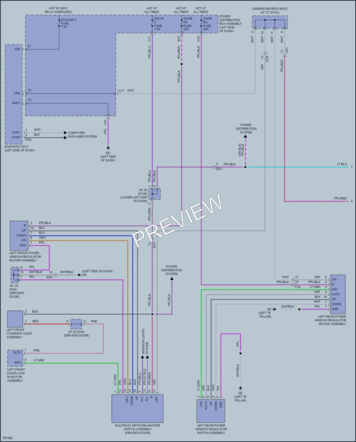 2022 Lexus NX350h Power Windows wiring diagram preview