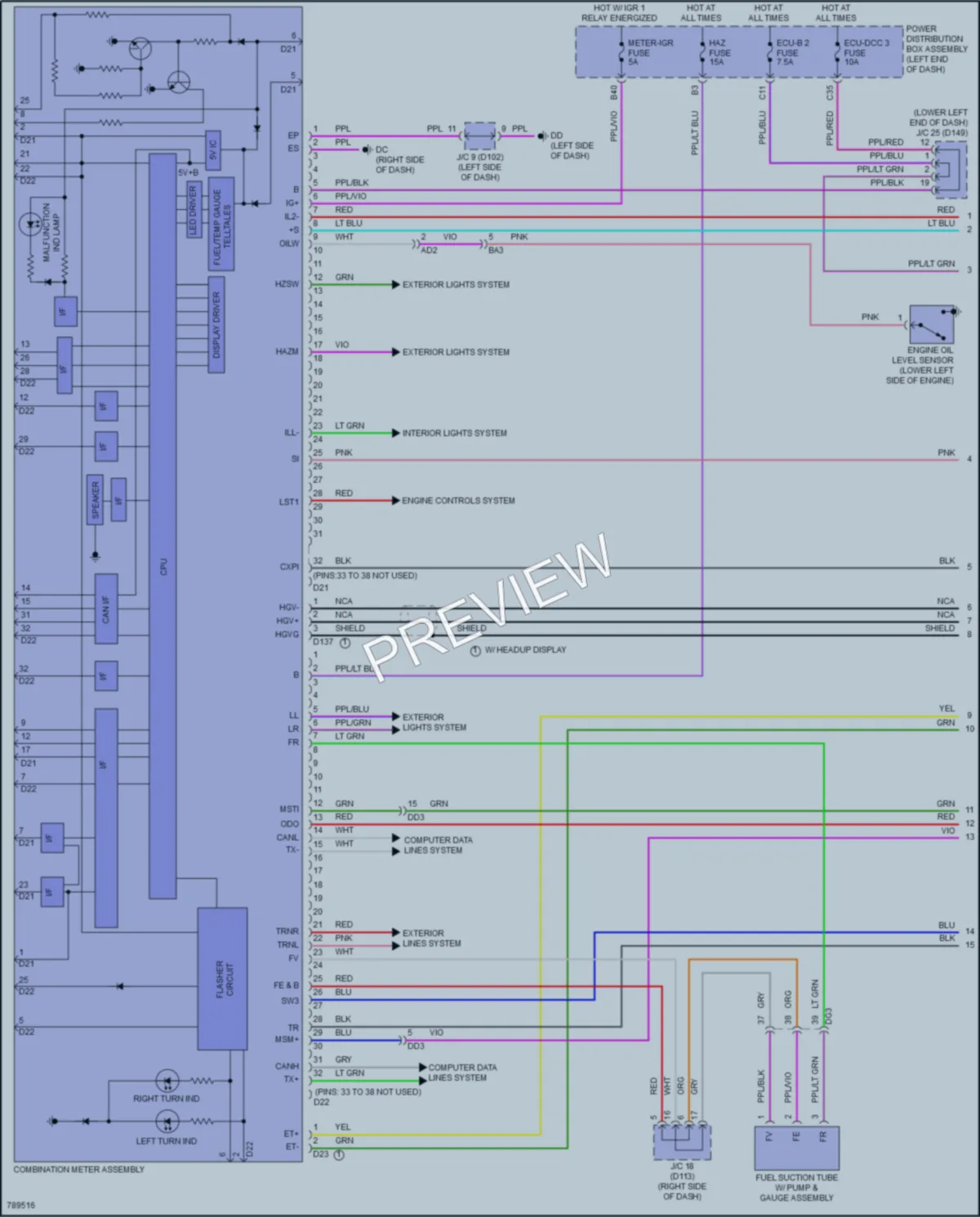 2022 Lexus NX450h Instrument Cluster wiring diagram preview