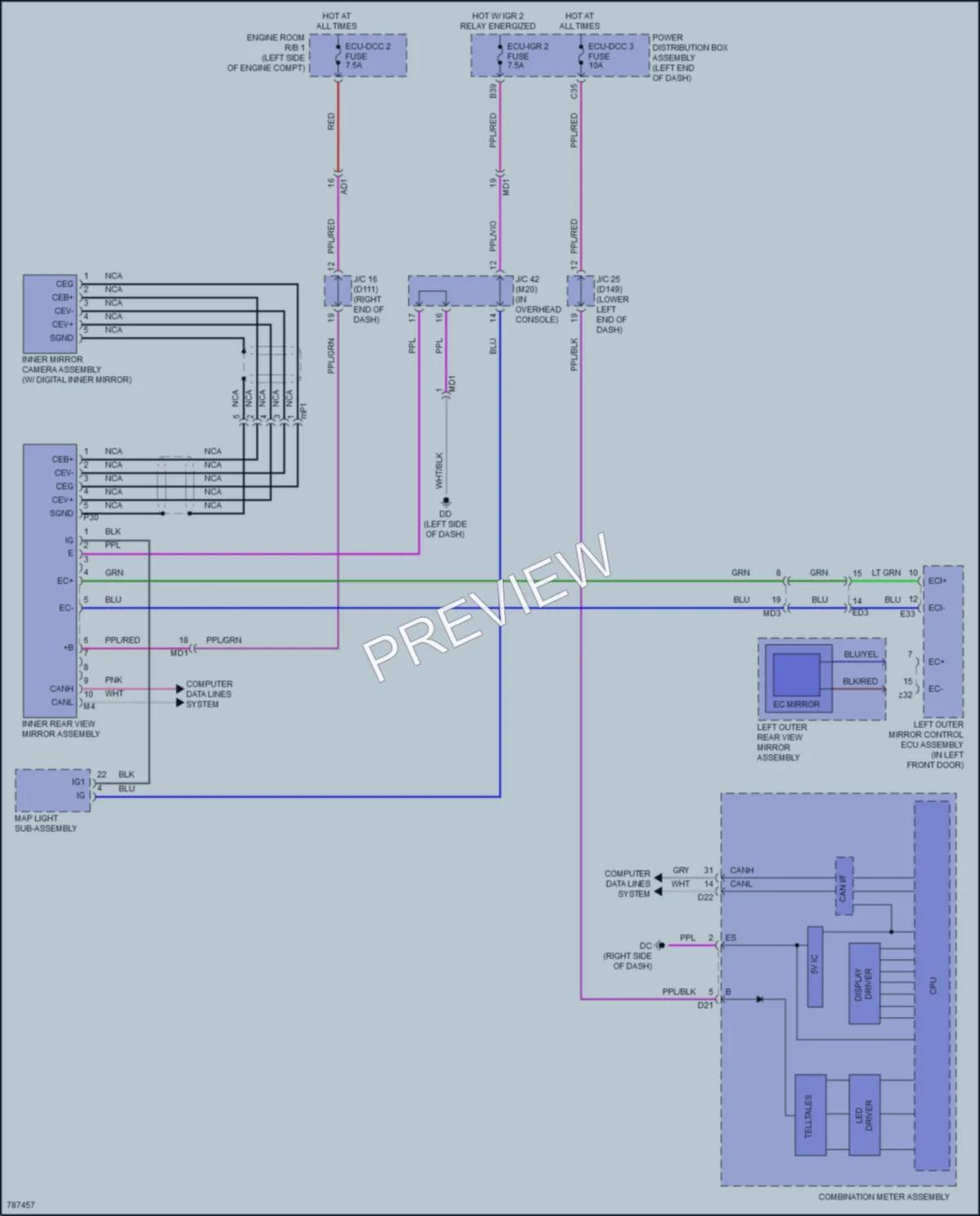 2022 Lexus NX450h Power Mirrors wiring diagram preview